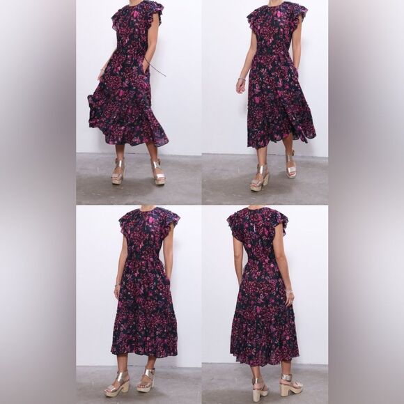 Ulla Johnson Arlene Ruffle Floral Midi Dress - Picture 5 of 11